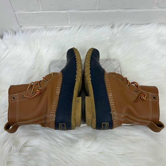 L.L.Bean Women’s 8” Unlined Bean Boots in Tan/Bright Navy/Gum Size 7N - Picture 8 of 12